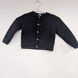 Petit Bateau Quilted Snap Up Cardigan Navy Blue Size 6